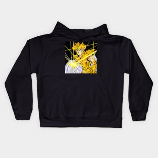 aioria of leo the golden saint in saint seiya arts Kids Hoodie